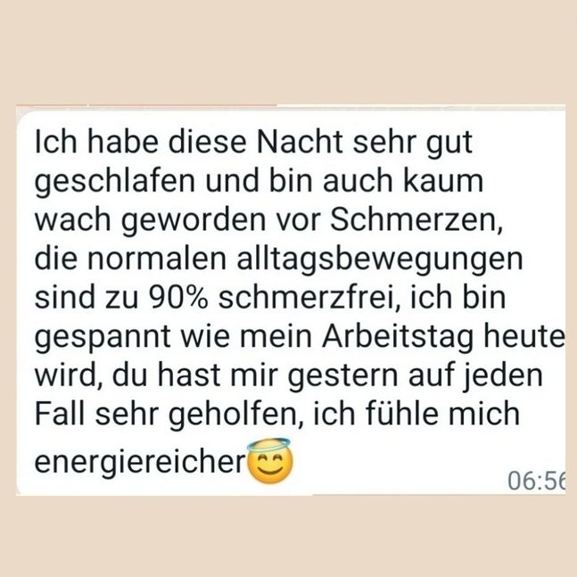 Eine zufriedene Kundin berichtet von Schmerzfreiheit