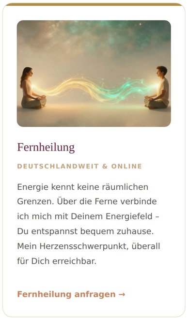 Fernheilung - orts- und zeitunabhängig Fernheilungssitzungen können jederzeit und an jedem Ort der Welt stattfinden